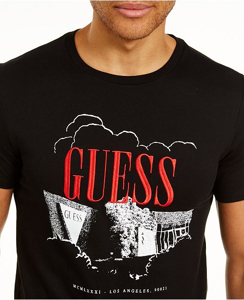 GUESS Men's Embroidered Logo T-Shirt & Reviews - T-Shirts - Men - Macy's