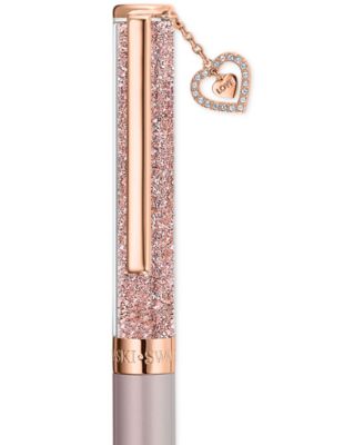 Rose Gold-Tone Pav&eacute; Heart Charm Crystalline Ballpoint Pen