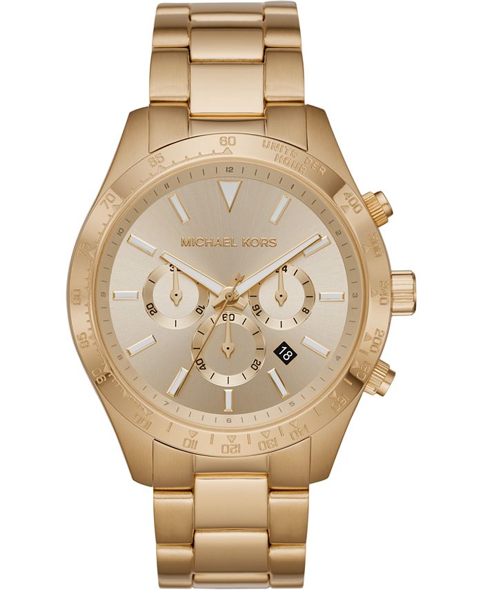 Michael Kors Men's Chronograph Layton Gold-Tone Stainless Steel Bracelet  Watch 45mm & Reviews - All Watches - Jewelry & Watches - Macy's