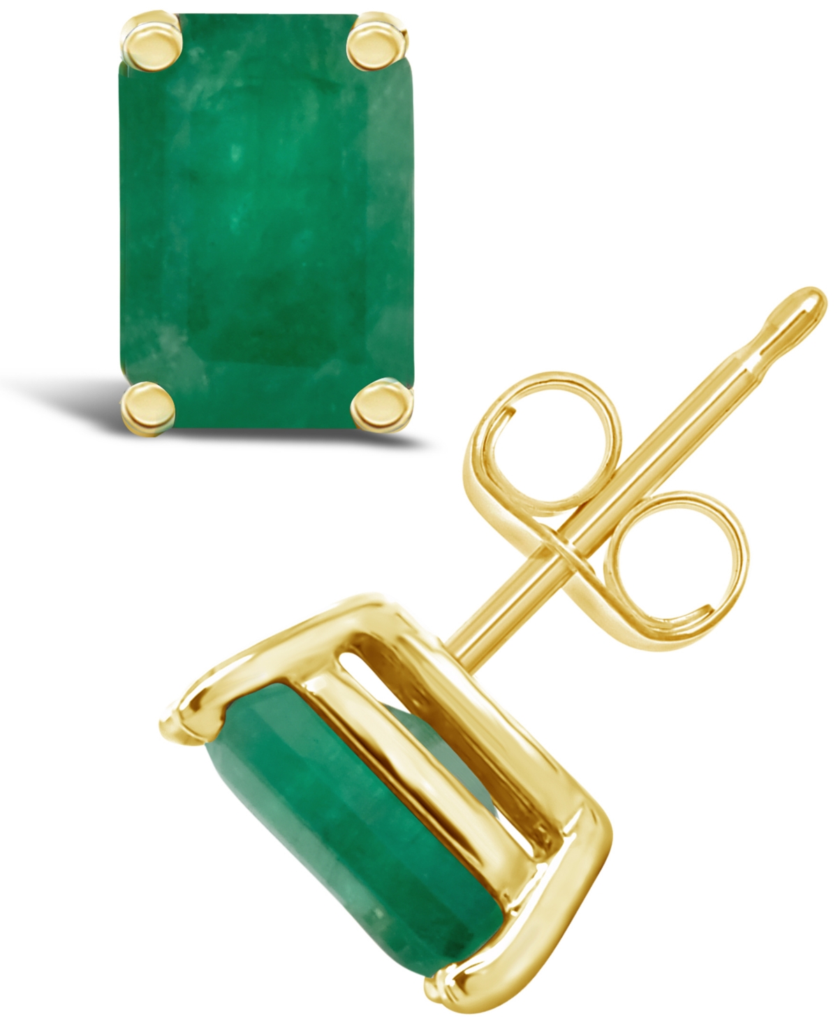 Macy's Ruby (1-3/8 Ct. T.w.) Stud Earrings In 14k Yellow Gold (also In Emerald) In Green