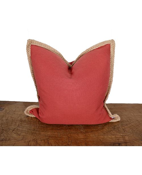 Manor Luxe Charlotte Jute Trim Square Decorative Pillow 24 X 24
