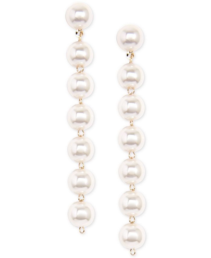 Zenzii - 18k Gold-Plated Imitation Pearl Linear Drop Earrings