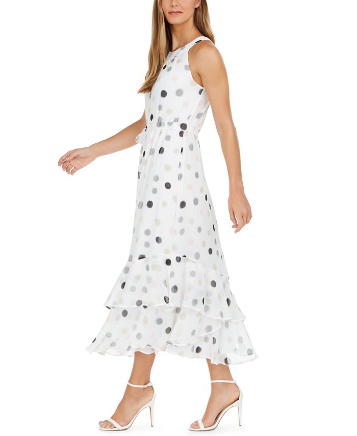chinese dress ladies Calvin Klein Chiffon Print V-Neck Maxi Dress Indigo Cream 4 at Amazon  Women's Clothing store main image 1