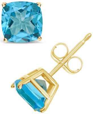Macy's - Swiss Blue Topaz (3-5/8 ct. t.w.) Stud Earrings in 14K Yellow Gold