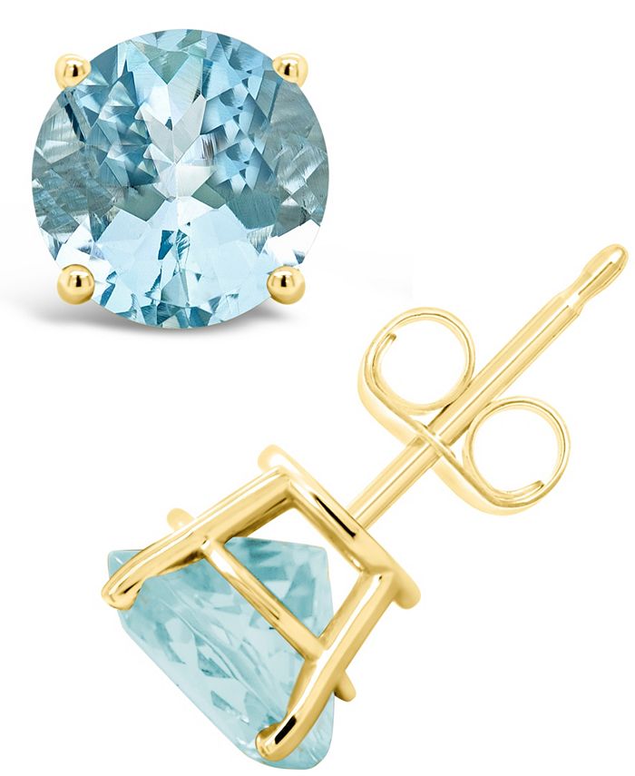 Macy's Aquamarine (21/2 ct. t.w.) Stud Earrings in 14K Yellow Gold