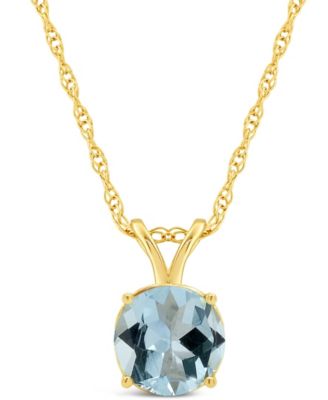 Macy's - Aquamarine (1-1/4 ct. t.w.) Pendant Necklace in 14K Yellow Gold