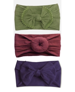 image of Emerson and Friends Baby Girl Neutral Headbands Set, 3 Piece