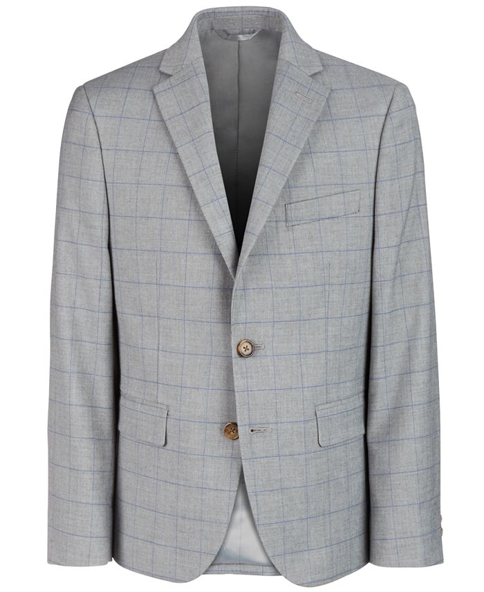 Lauren Ralph Lauren Big Boys Classic-Fit Gray Windowpane Suit Jacket ...