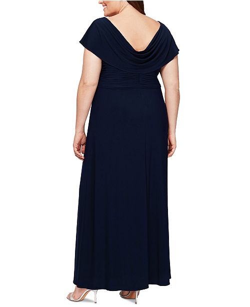 Alex Evenings Plus Size Cowl-Neck A-Line Gown & Reviews - Dresses ...