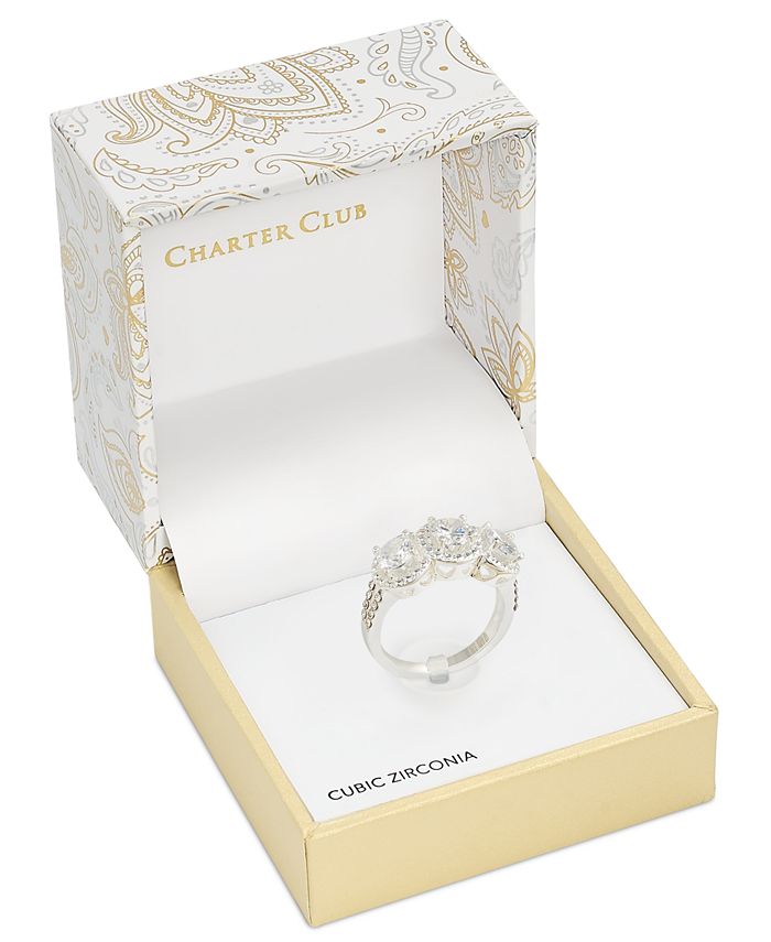 Charter Club SilverTone Stone Trio Statement Ring, Created for Macy's Macy's
