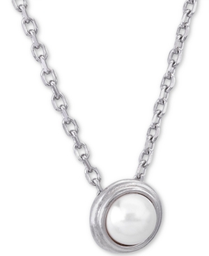 image of Majorica Sterling Silver Mabe Imitation Pearl Pendant Necklace, 15
