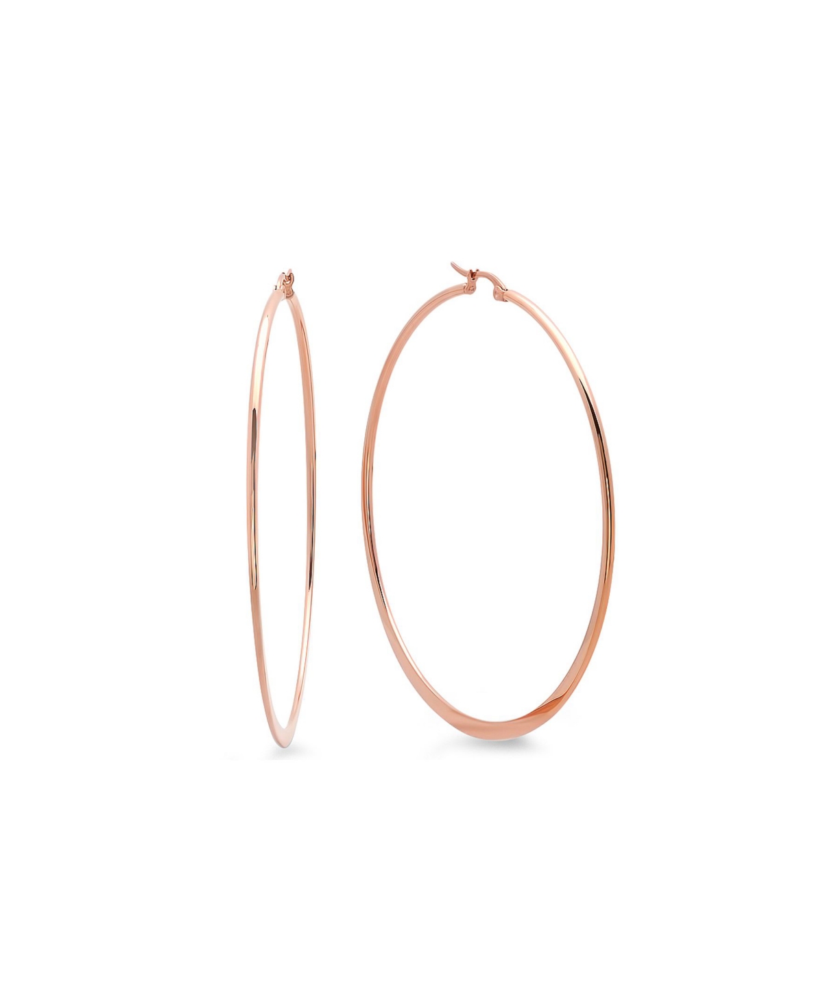 18K Rose Gold Plated Stainless Steel Hoop Earrings - Rose Gold-Plated