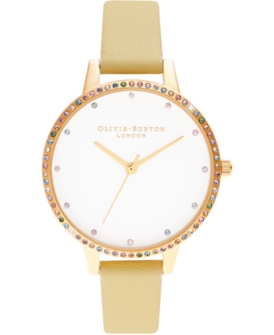 image of Olivia Burton Women-s Sunshine Leather Strap Watch 34mm