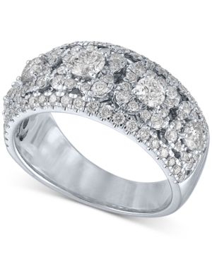 image of Diamond Multi-Cluster Vintage-Look Band (1-1/2 ct. t.w.) in 14k White Gold