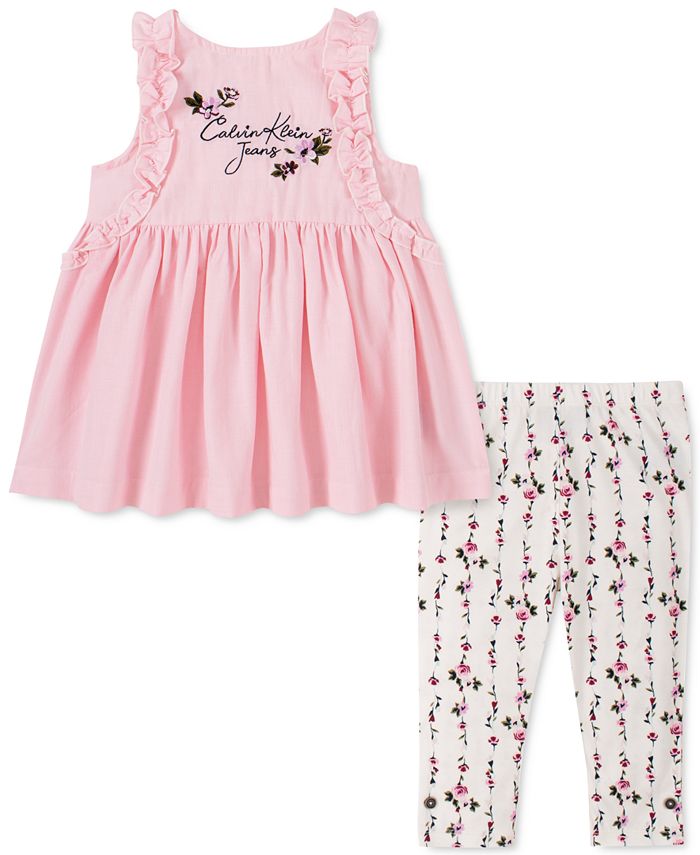 Calvin Klein Toddler Girls 2-Pc. Tiered Floral Tunic & Leggings Set -  Macy's