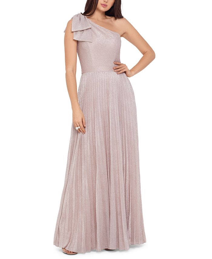 XSCAPE One-Shoulder Allover-Glitter Gown - Macy's