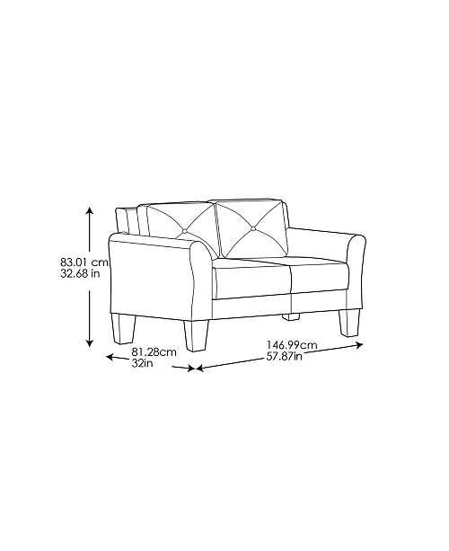 Lifestyle Solutions Harvard Microfiber Loveseat With Rolled Arms