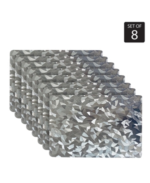Dainty Home Reversible Shimmering Metallic Leaf Dining Table Indoor Outdoor Placemats -Set of 8