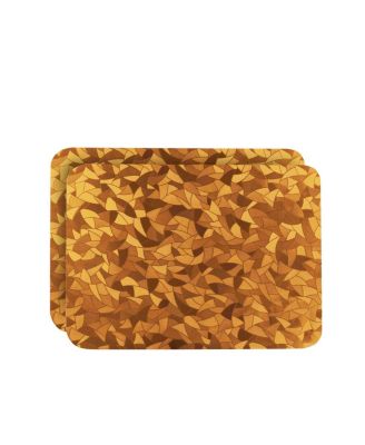 Reversible Shimmering Metallic Leaf Dining Table Indoor Outdoor Placemats -Set of 2