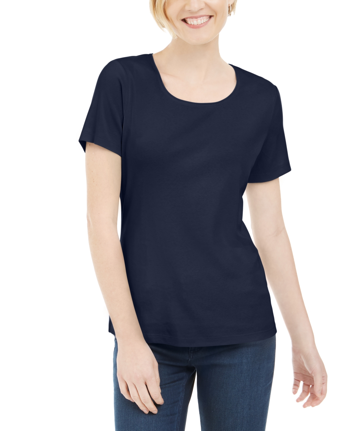 Short Sleeve Scoop Neck Top, Created for Macy's - Ultra Blue