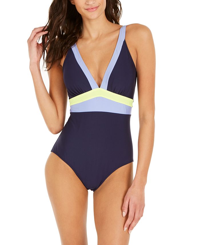 dkny color block swimsuit