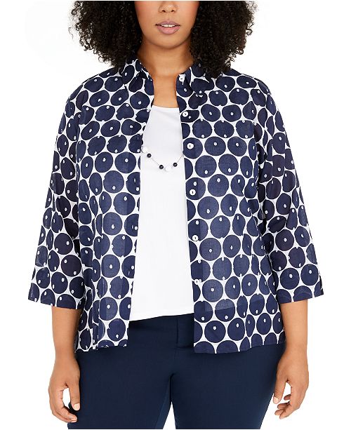 Alfred Dunner Plus Size Ship Shape Two For One Dot Necklace Top