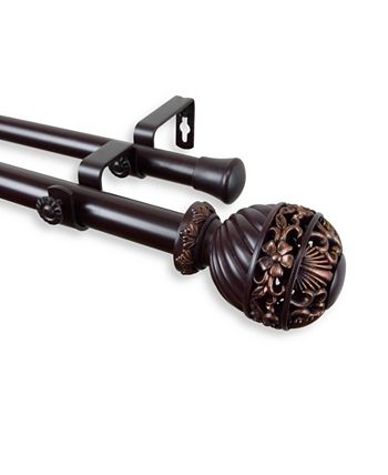 Rod Desyne - Lanette Double Curtain Rod 1" OD 120-170 inch - Black
