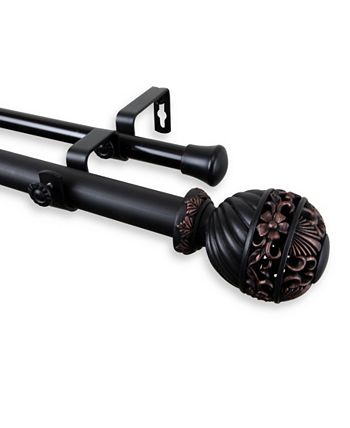 Rod Desyne - Lanette Double Curtain Rod 1" OD 160-240 inch - Black