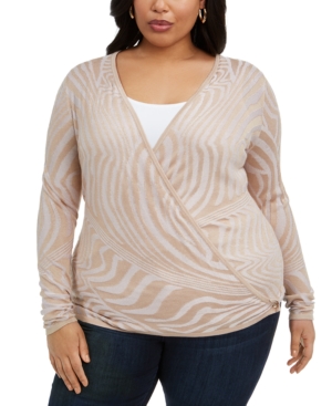 Belldini Plus Size Optic-Striped Cardigan