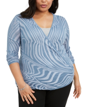 Belldini Plus Size Optic-Striped Cardigan