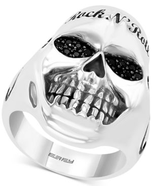 image of Effy Men-s Black Spinel Rock n- Roll Statement Ring in Sterling Silver