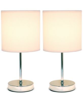 Simple Designs Chrome Mini Basic Table Lamp with Fabric Shade 2 Pack Set