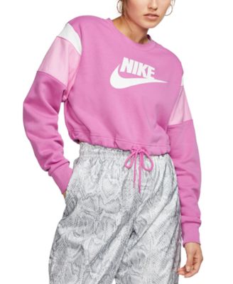 nike pink cropped sweatshirt