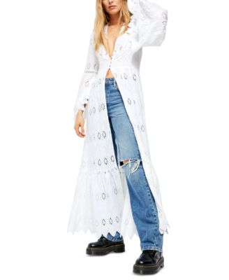 womens white duster cardigan