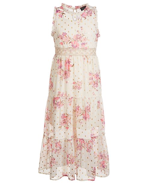 Pink & Violet Big Girls Floral-Print Tiered Dress & Reviews - All Girls ...
