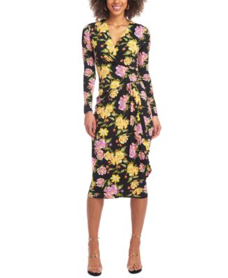 Christian Siriano New York - Floral-Print Drape-Front Jersey Midi Dress