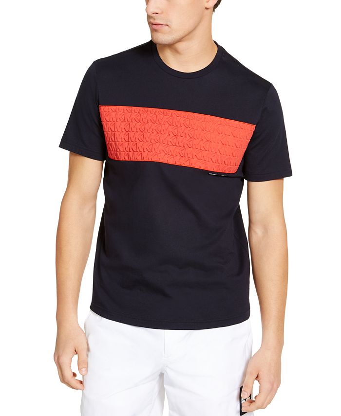 Michael Kors Men's Colorblock Stripe Debossed MK Logo T-Shirt - Macy's