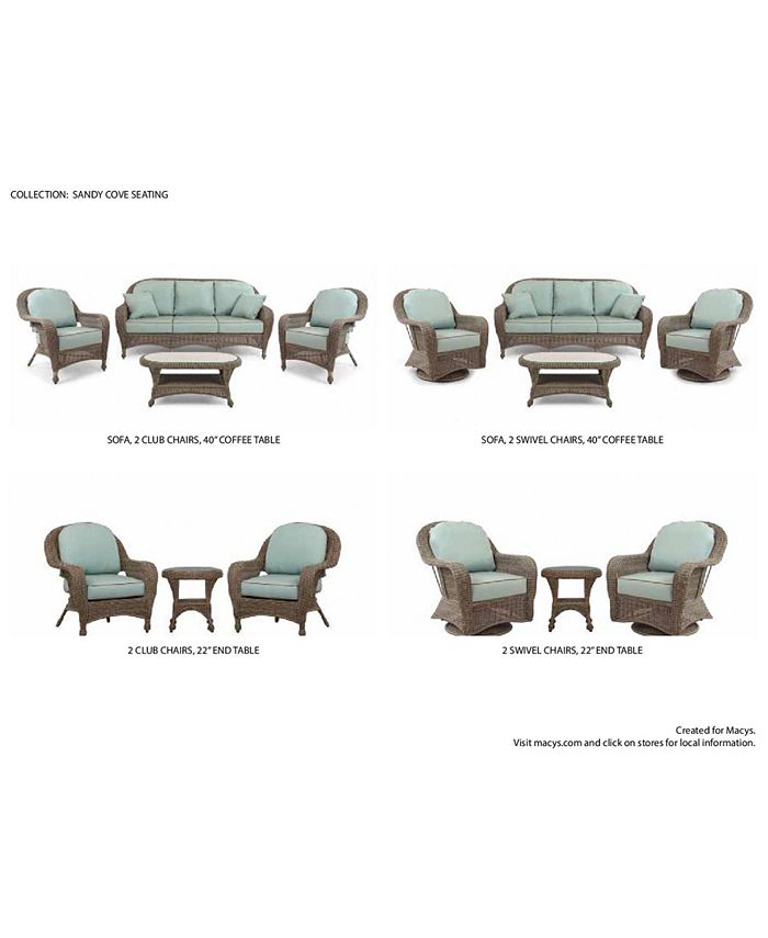 Furniture Sandy Cove Wicker 40" x 22" Oval Outdoor Coffee Table, Created for Macy's Macy's