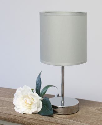 Simple Designs Chrome Mini Basic Table Lamp with Fabric Shade