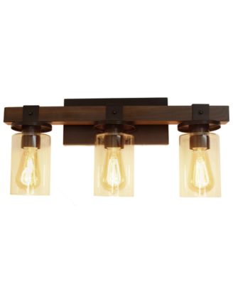 Elegant Designs Industrial Rustic Lantern Restored Wood Look 3 Light Bath Vanity