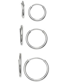 3-Pc. Set Small Endless Hoop Earrings in Sterling Silver, Created for Macy's