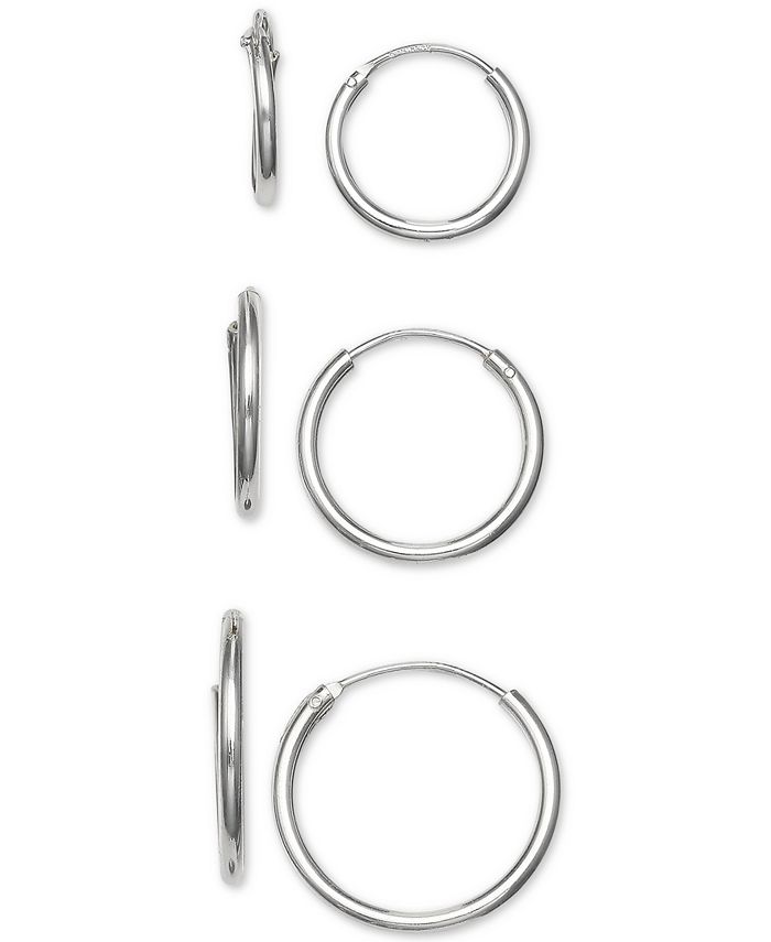 Giani Bernini - 3-Pc. Set Small Endless Hoop Earrings in Sterling Silver