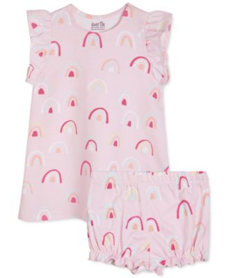 earth by art & eden - Baby Girls Nixie Rainbow-Print Ruffle-Sleeve Dress