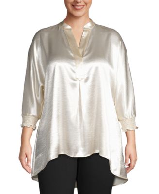 Anne Klein - Plus Size Split-Neck Tunic Blouse