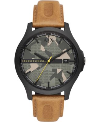 armani exchange watch men's leather strap