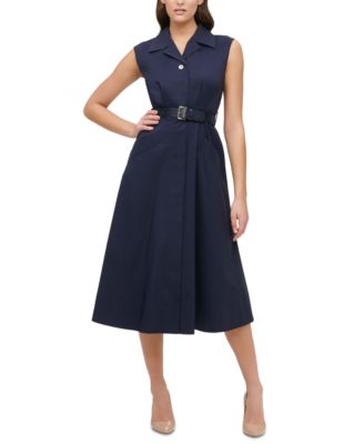 Tommy Hilfiger - Belted Poplin Midi Shirtdress