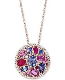 EFFY® Multi-Gemstone (4-1/10 ct. t.w.) & Diamond (1/5 ct. t.w.) 18" Pendant Necklace in 14k Rose Gold