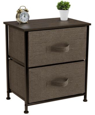 2 Drawers Steel Frame, Wood Top & Easy Pull Fabric Bins - Great for Home, Bedroom, Office & College Dorm - Nightstand