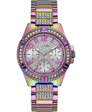 Guess Women's Rainbow Stainless Steel Bracelet Watch 40mm In Purple