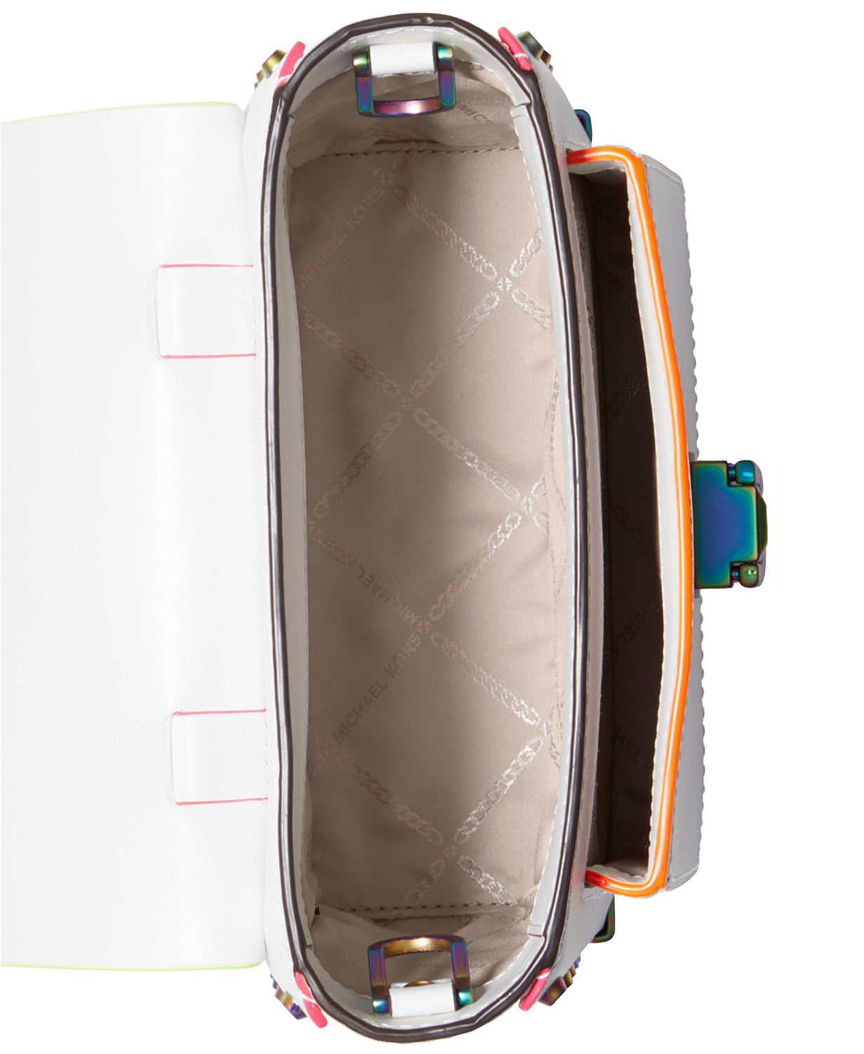 MICHAEL KORS MANHATTAN OPTIC WHITE NEON SMALL CROSSBODY BAG I LOVE